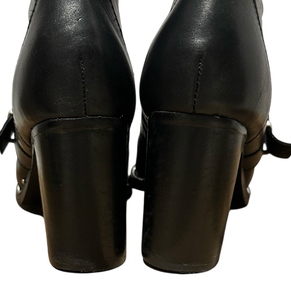 Steve Madden Halle Moto Buckle Black Leather Pointed Toe Zipper Booties - Picture 12 of 14